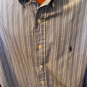 Ralph Lauren Mens Shirt 17 1/2-35 Yarmouth Cotton Oxford Vtg 100% Cotton Blue